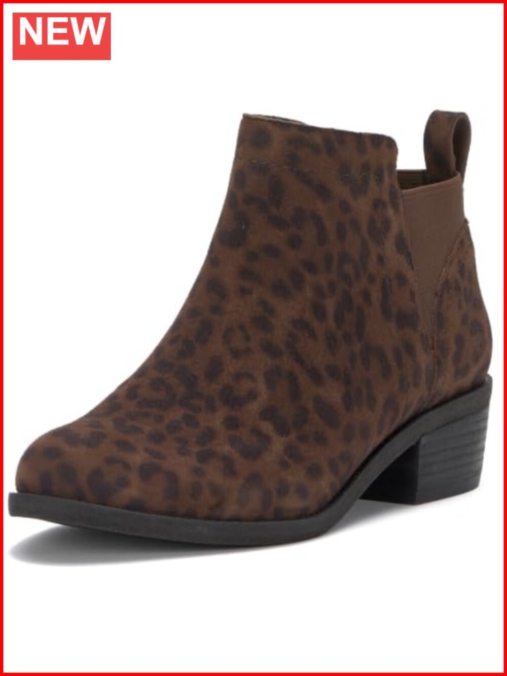 Faux Leather Pull-On Ankle Bootie with Cushioned Footbed Low Heel